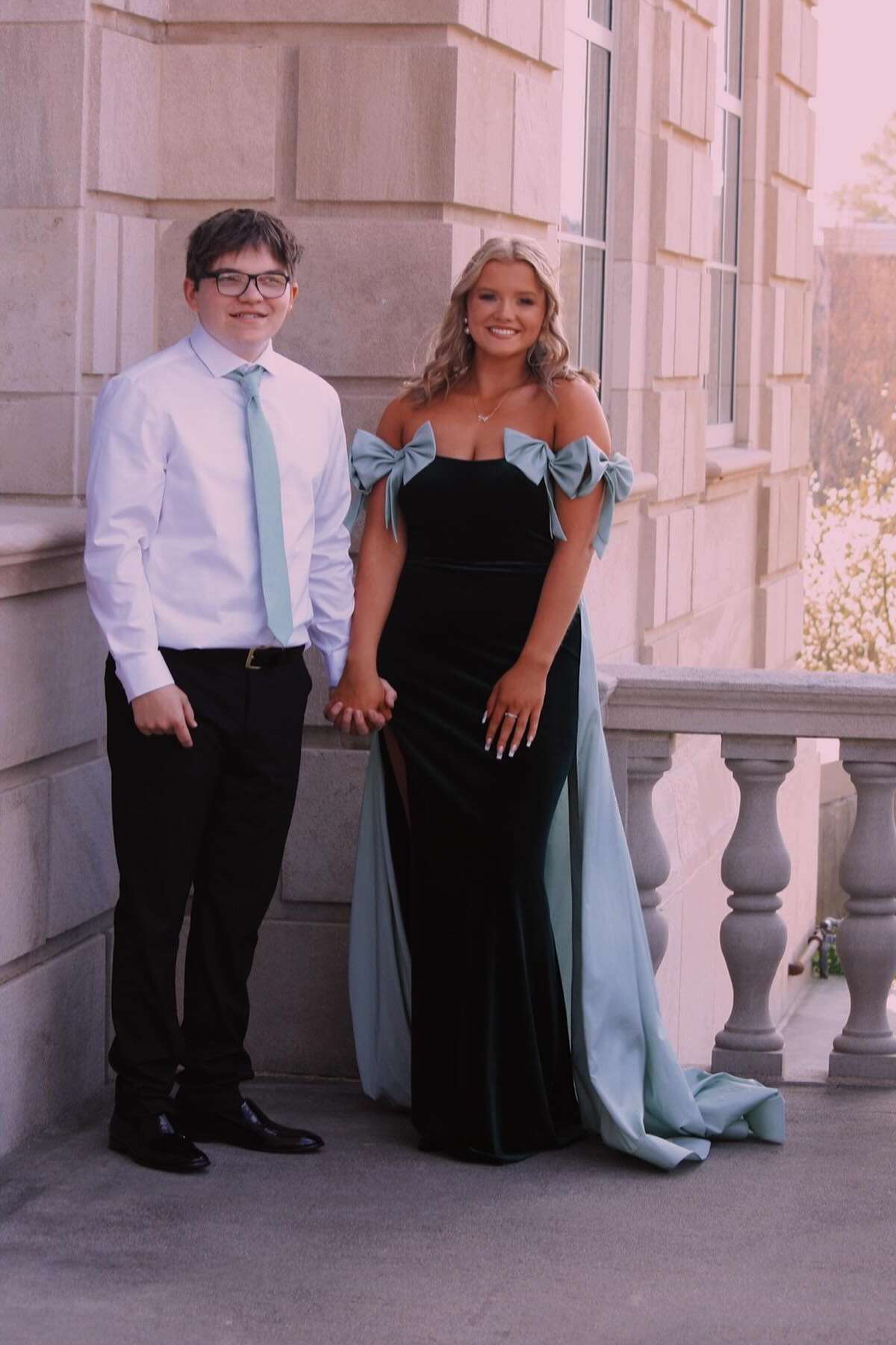 Strapless Velvet Prom Dress with Contrast Bow Detail & Detachable Overskirt by JiMiss Dresses