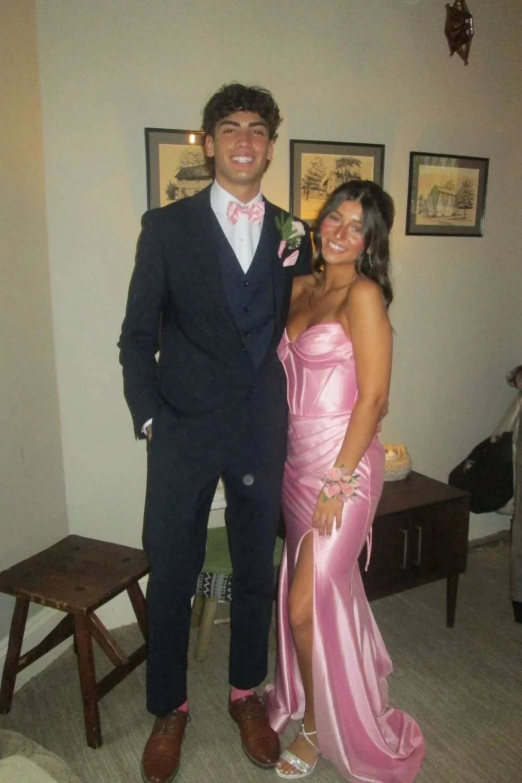Strapless Sweetheart Boned Corset Satin Mermaid Prom Dress with High Slit Ruched Waist & Lace Up Back by JiMiss Dresses