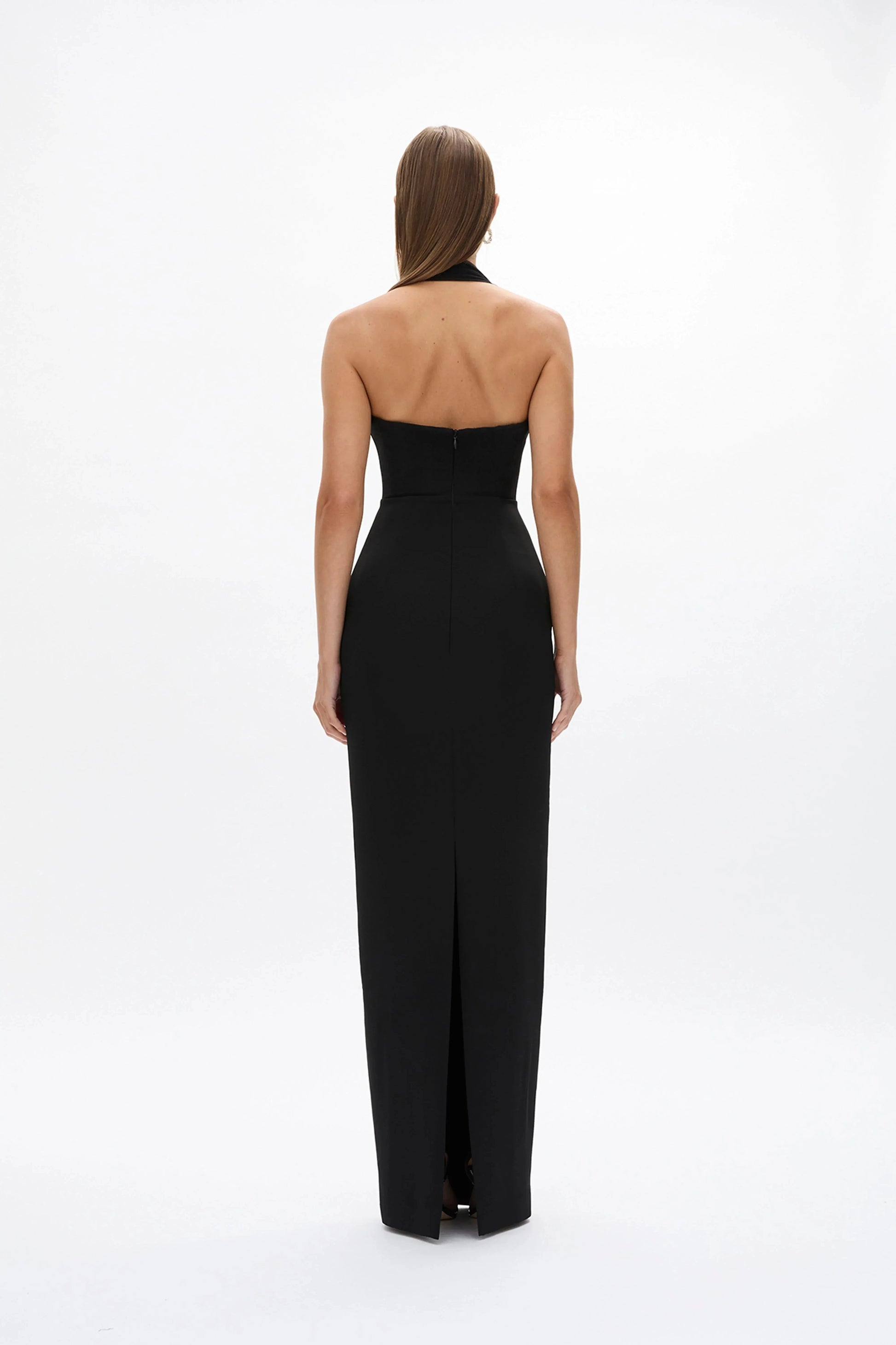 Streamlined Sheath Square Neck Halter Strap Open Back Floor Length Female Evening Dress by YiHuiw