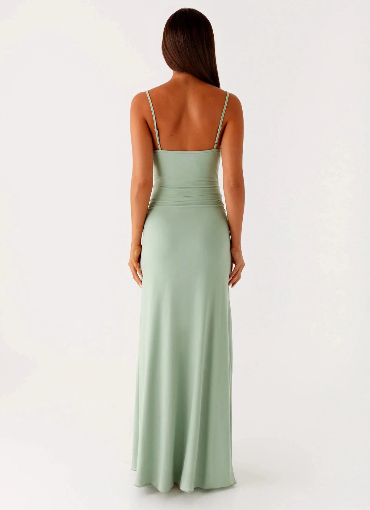 Streamlined A-Line Square-Neck Sleeveless Backless Ruched Floor-Length Prom Dress by YiHuiw