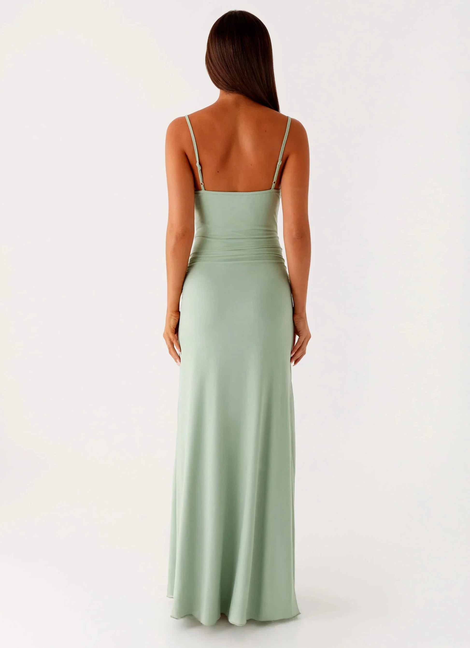 Streamlined A-Line Square-Neck Sleeveless Backless Ruched Floor-Length Prom Dress by YiHuiw