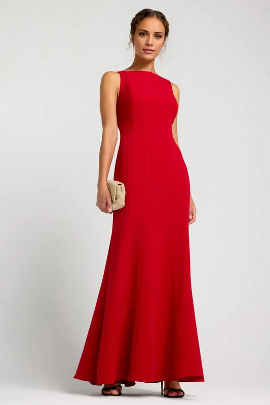 Streamlined Boat Neck Sleeveless Open-Back Mermaid Floor-Length Evening Dress by YiHuiw