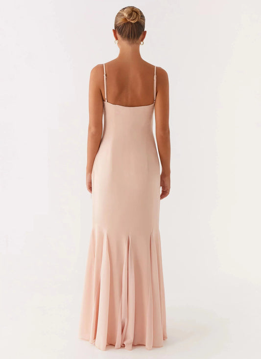 Streamlined Off the Shoulder Neck Sleeveless Spaghetti-Strap Mermaid Floor-Length Prom Dress by YiHuiw