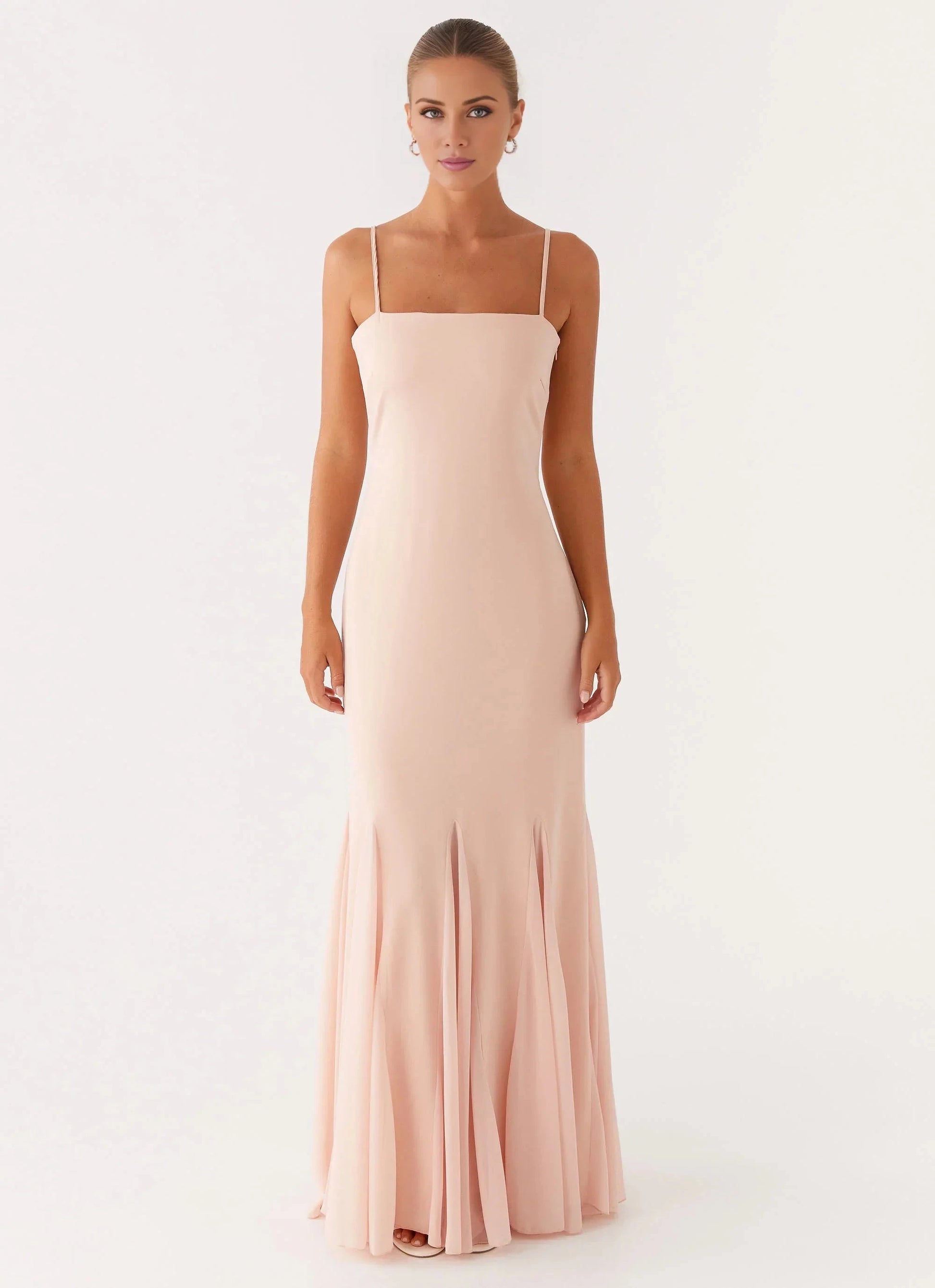 Streamlined Off the Shoulder Neck Sleeveless Spaghetti-Strap Mermaid Floor-Length Prom Dress by YiHuiw