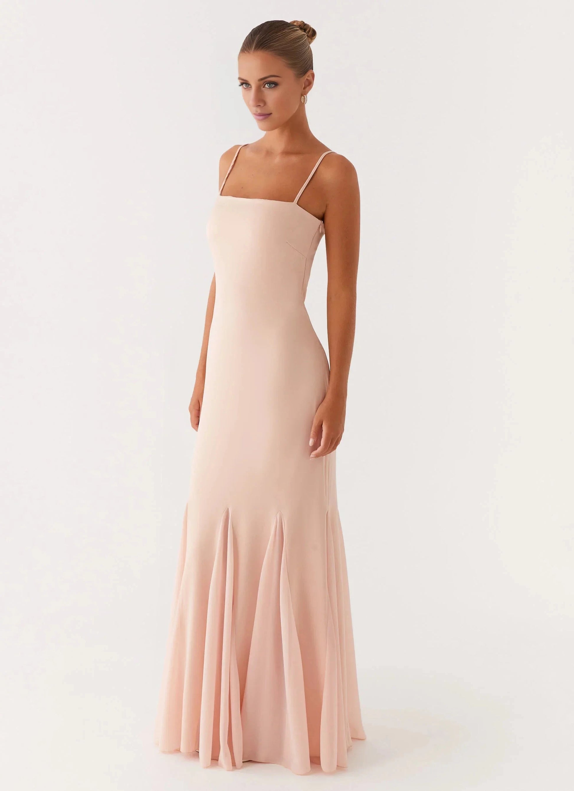 Streamlined Off the Shoulder Neck Sleeveless Spaghetti-Strap Mermaid Floor-Length Prom Dress by YiHuiw