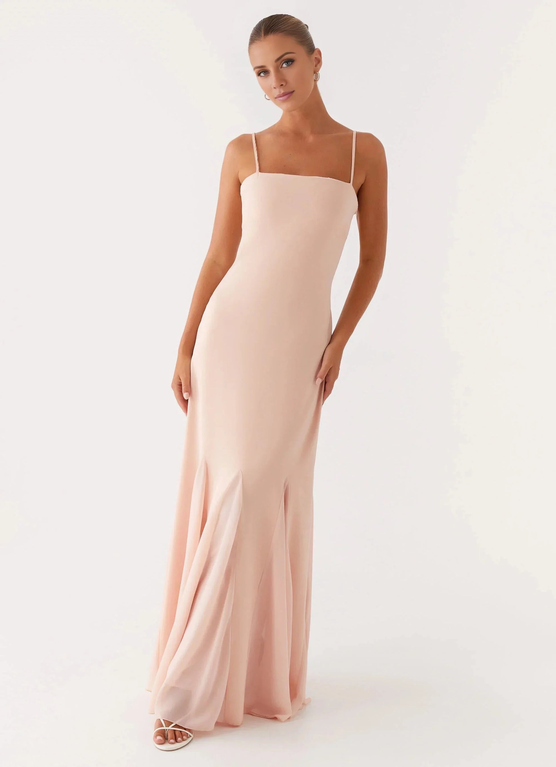Streamlined Off the Shoulder Neck Sleeveless Spaghetti-Strap Mermaid Floor-Length Prom Dress by YiHuiw