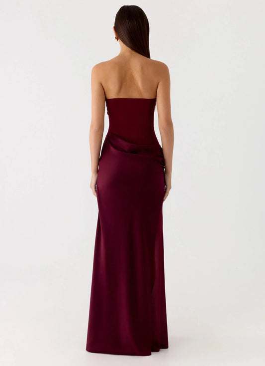 Streamlined Off the Shoulder Neck Strapless Ruched Satin Mermaid Floor-Length Prom Dress by YiHuiw