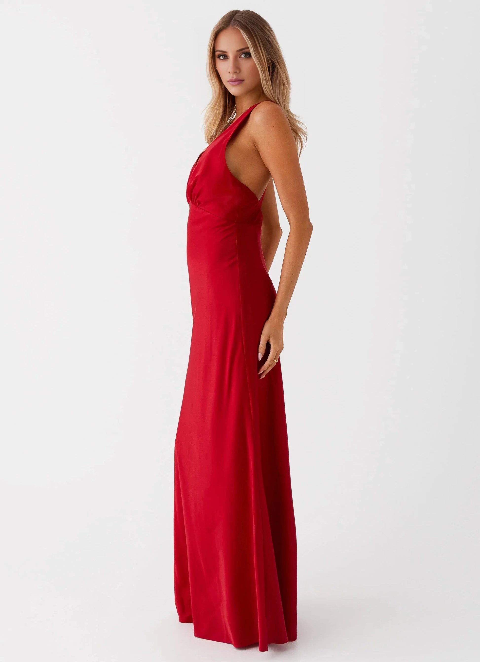 Streamlined V-Neck Sleeveless Cross-Back Mermaid Floor-Length Prom Dress by YiHuiw