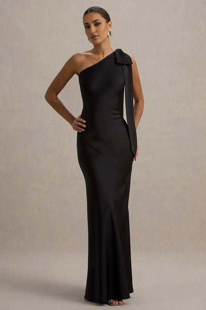 Striking Sheath One Shoulder Sleeveless Open Back Floor Length For Women Evening Dress by YiHuiw