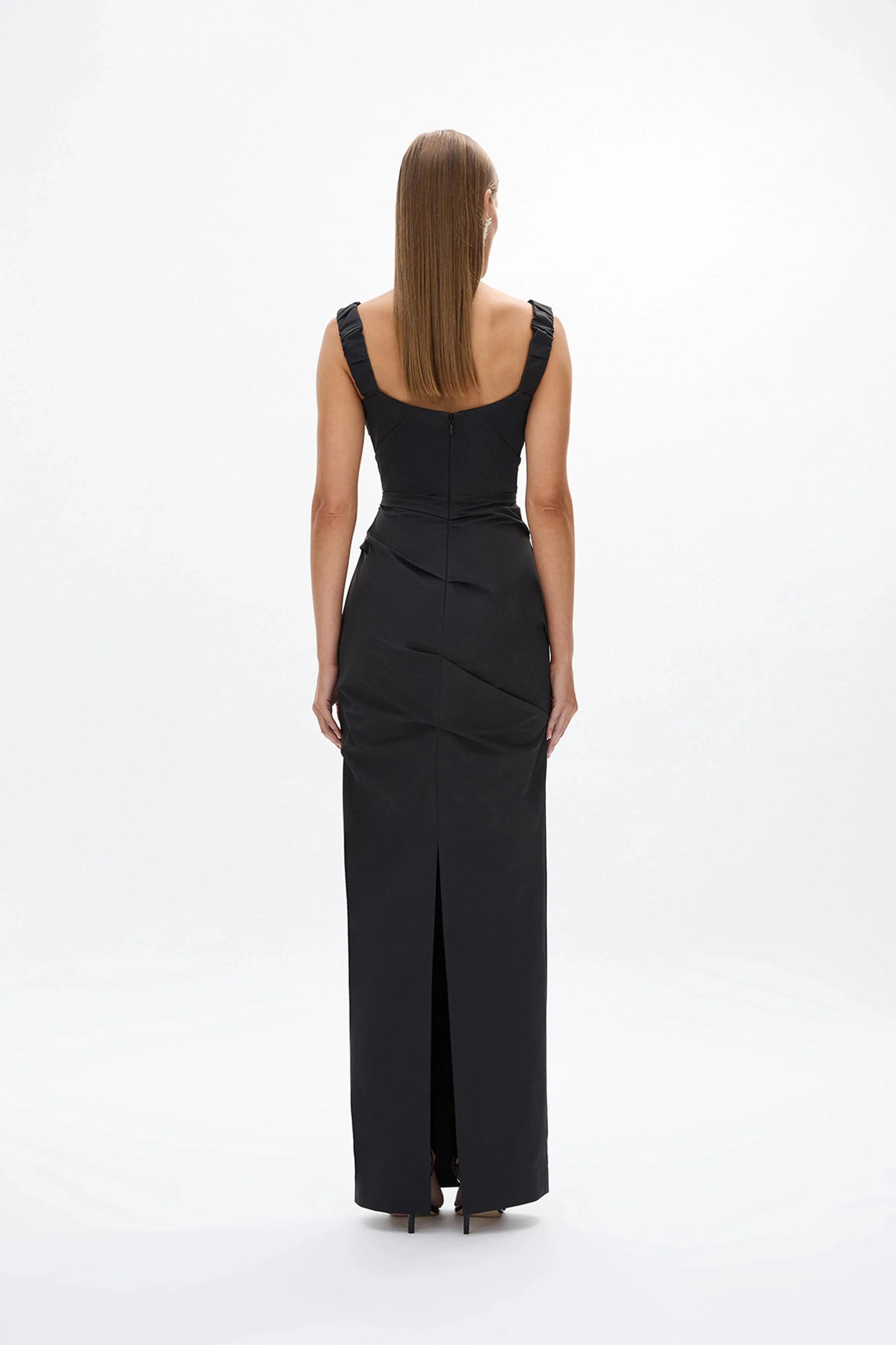 Structured Sheath Cowl Neck Sleeveless Zipper Back Cutout Floor Length Hot sale Evening Dress by YiHuiw