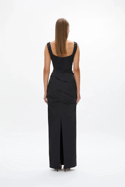 Structured Sheath Cowl Neck Sleeveless Zipper Back Cutout Floor Length Hot sale Evening Dress by YiHuiw