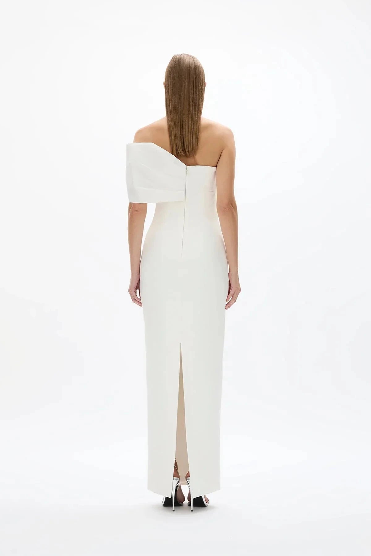 Structured Sheath Off the Shoulder Sleeveless Zipper Back High Slit Floor Length For Sale Prom Dress by YiHuiw