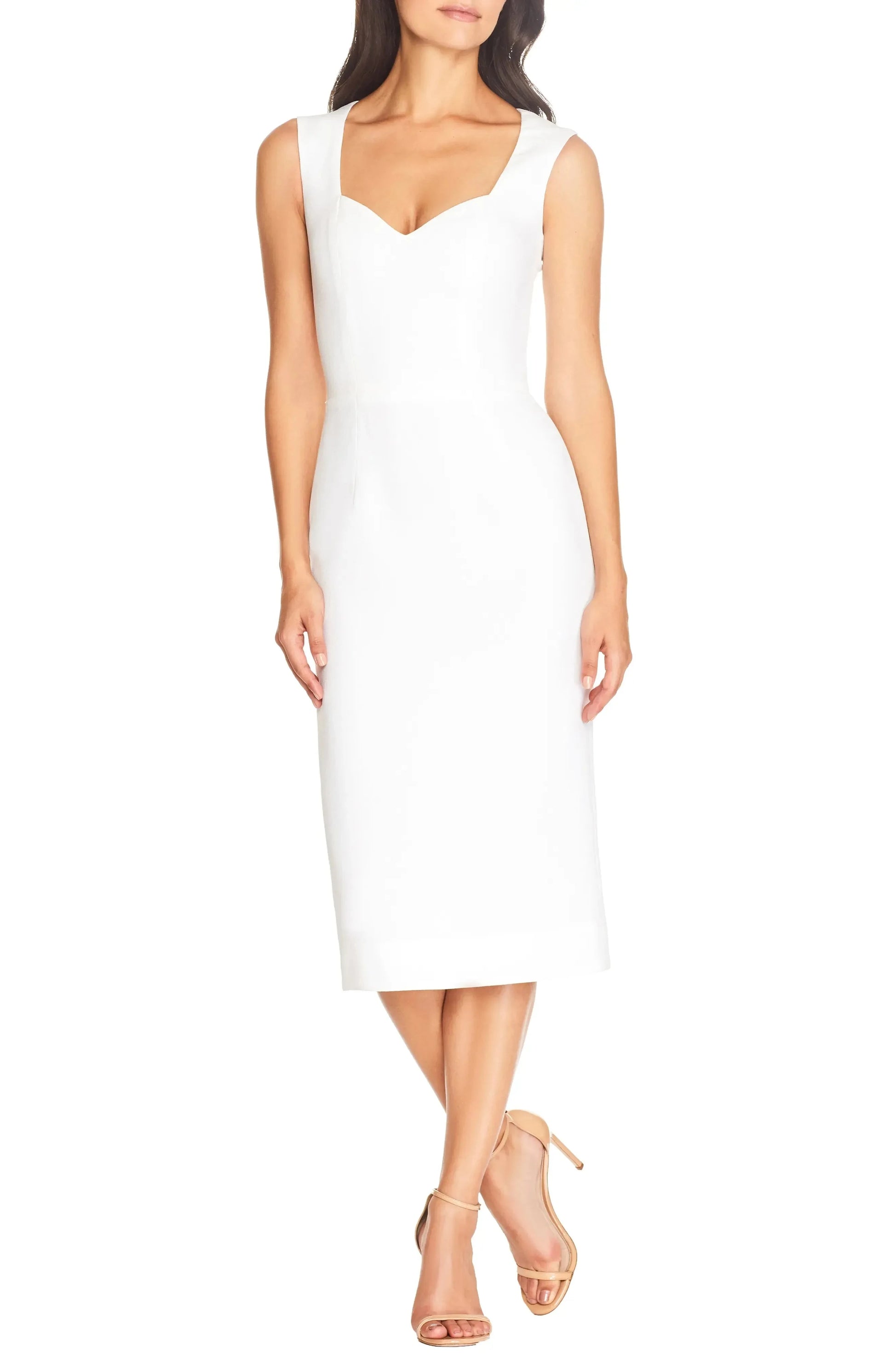 Structured Sheath Sweetheart Neck Sleeveless Zipper Back Midi Length For Adults Evening Dress by YiHuiw