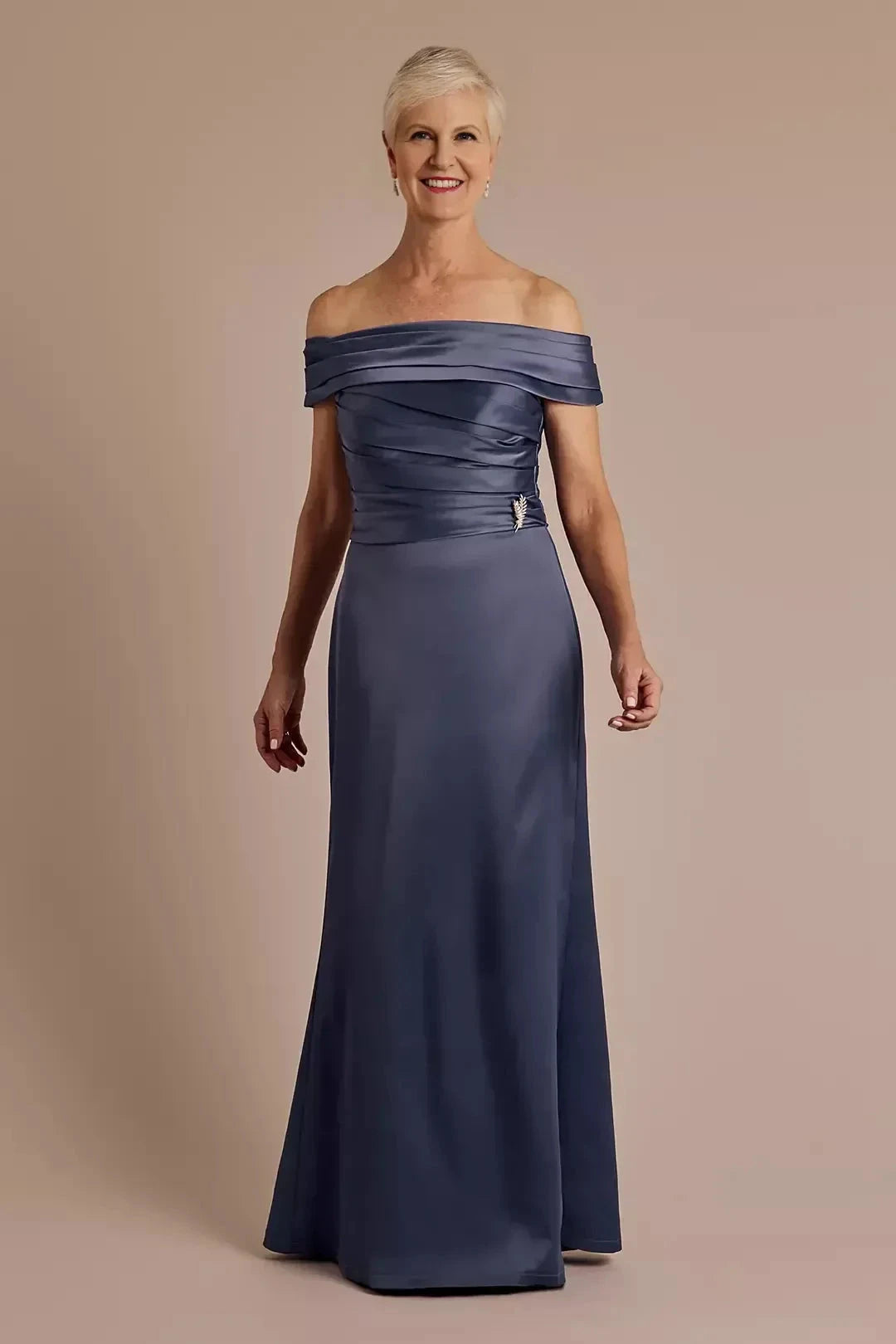 Stunning Mermaid Off Shoulder Sleeveless Pleated Back Floor Length Mother of the Bride Dress by YiHuiw