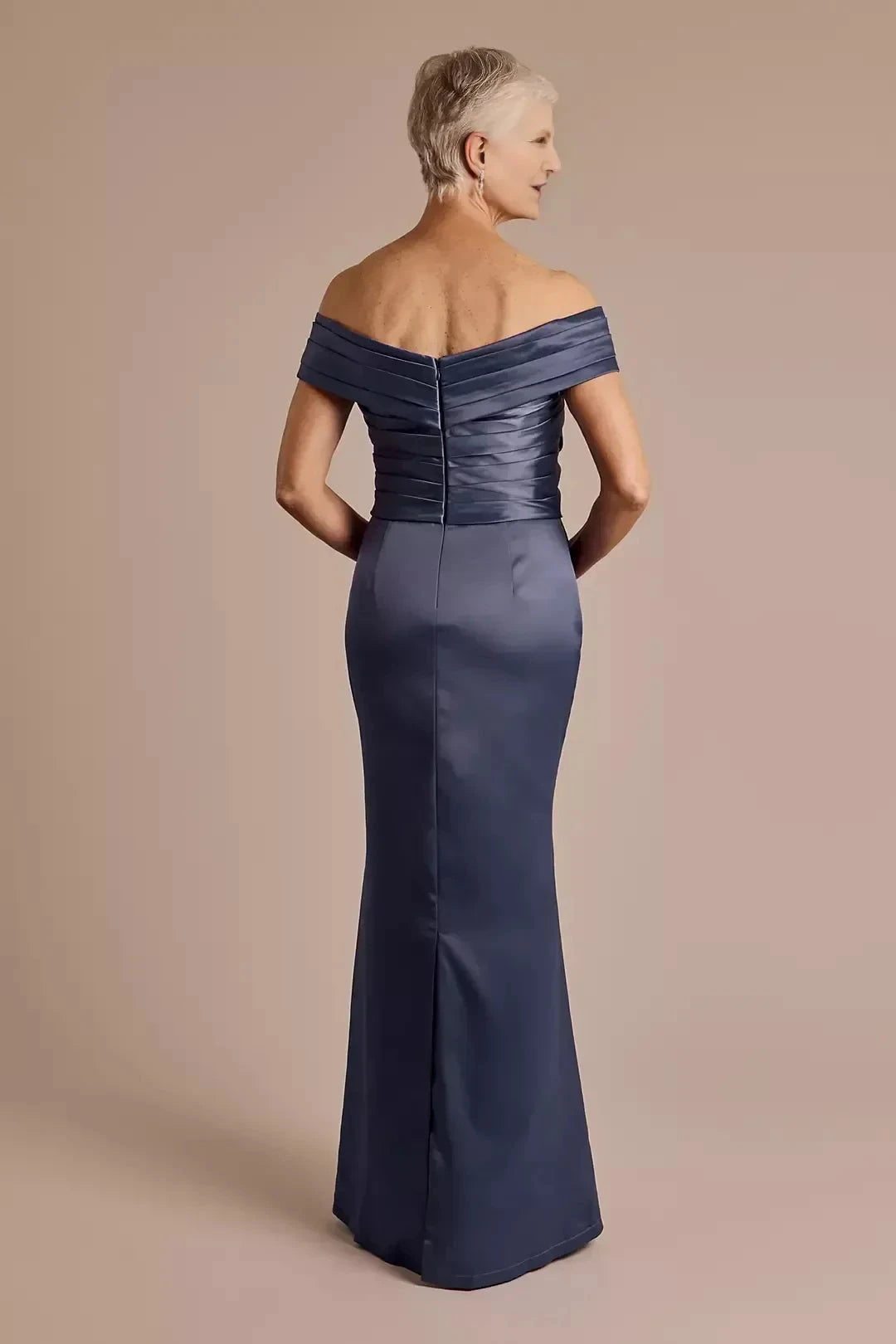 Stunning Mermaid Off Shoulder Sleeveless Pleated Back Floor Length Mother of the Bride Dress by YiHuiw