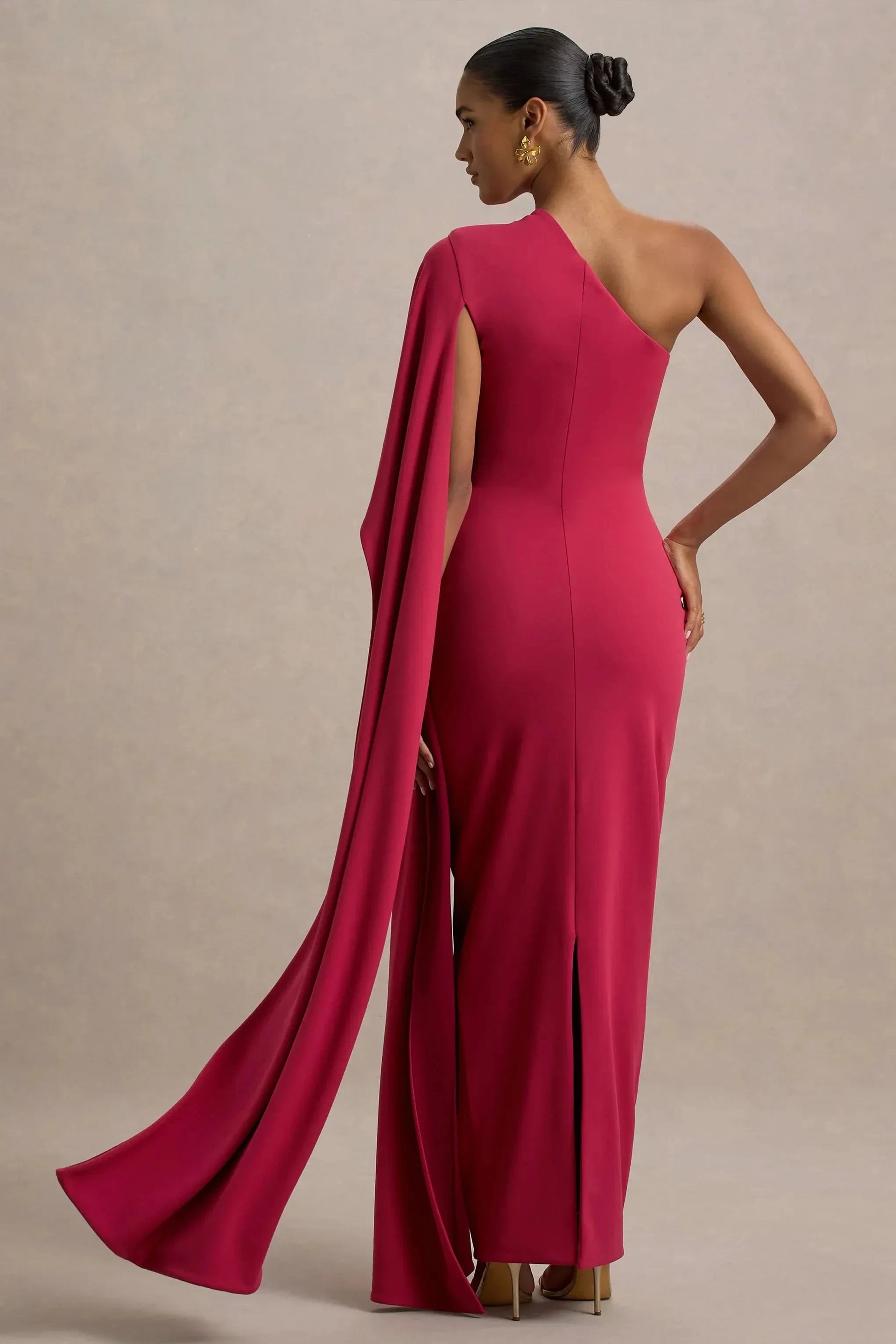 Stunning Mermaid One Shoulder Cape Sleeve Open Back Floor Length Prom Dress by YiHuiw