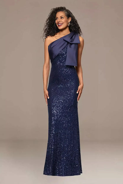 Stunning Mermaid One Shoulder Sleeveless Plain Back Floor Length Mother of the Bride Dress by YiHuiw