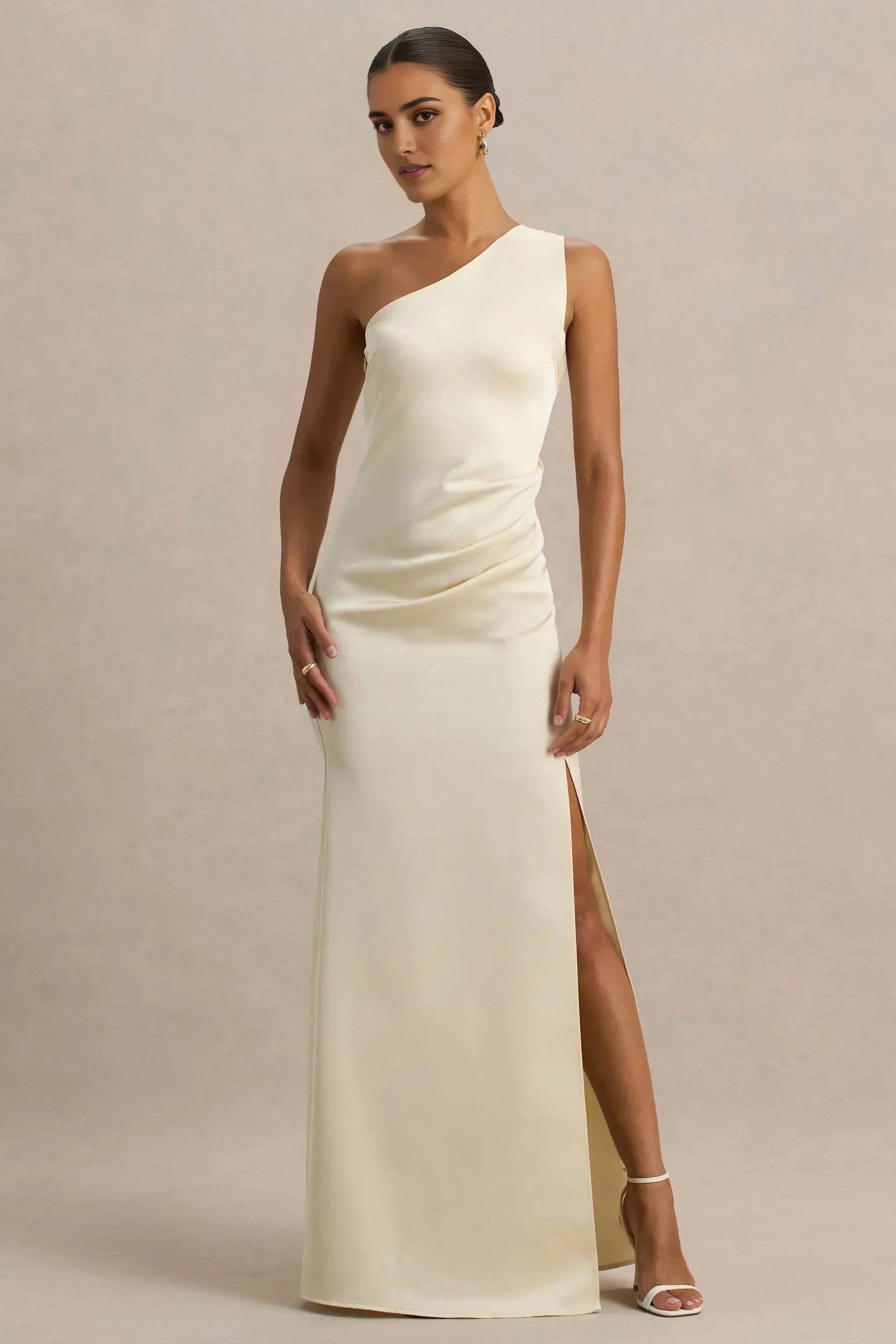Stunning Mermaid One Shoulder Sleeveless Ruched Floor Length Prom Dress by YiHuiw