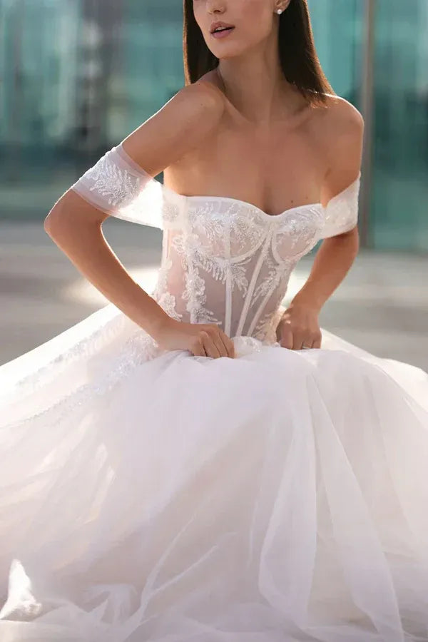 A-Line Sweetheart Floor-Length Wedding Dress - Yihuiw by Yihuiw