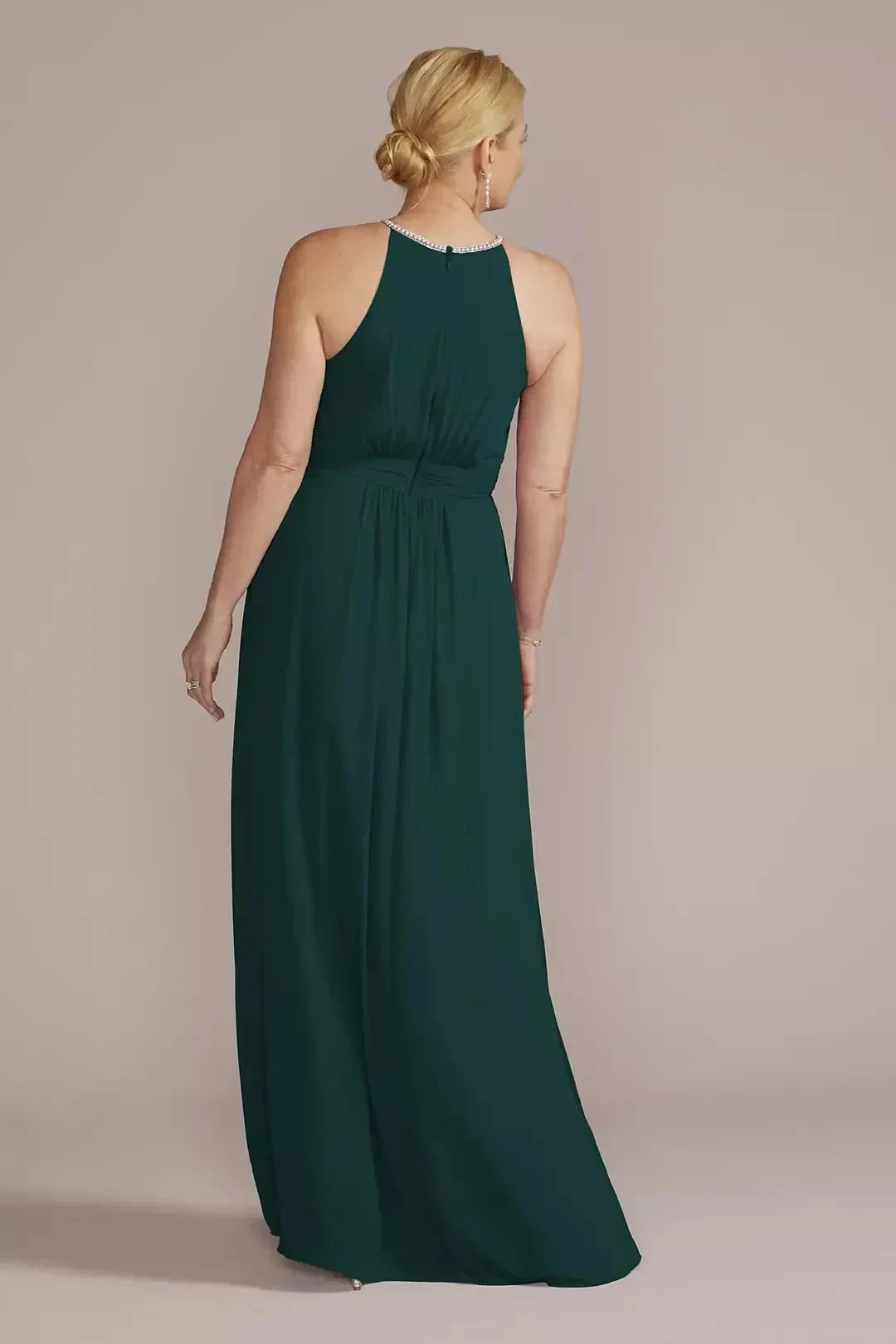 Stylish A Line Halter Neck Sleeveless Ruched Back Floor Length Mother of the Bride Dress by YiHuiw