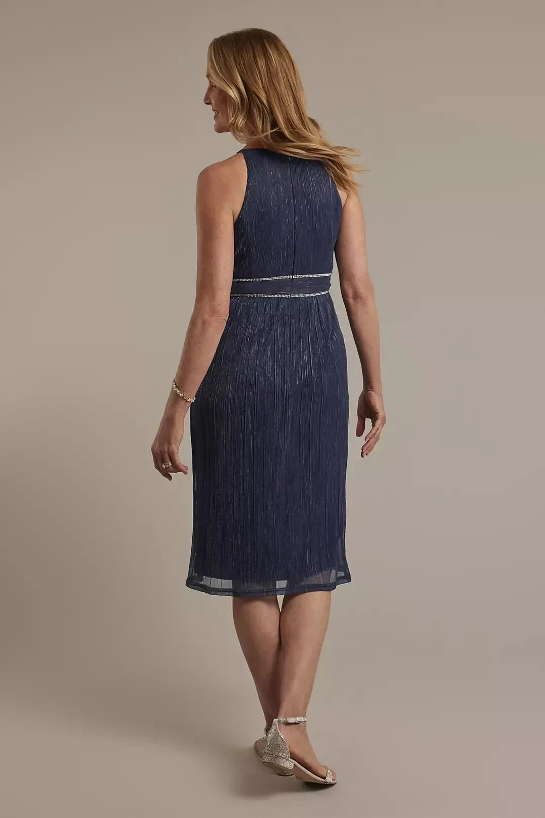 Stylish A Line Keyhole Neck Sleeveless Ruched Back Midi Length Mother of the Bride Dress by YiHuiw