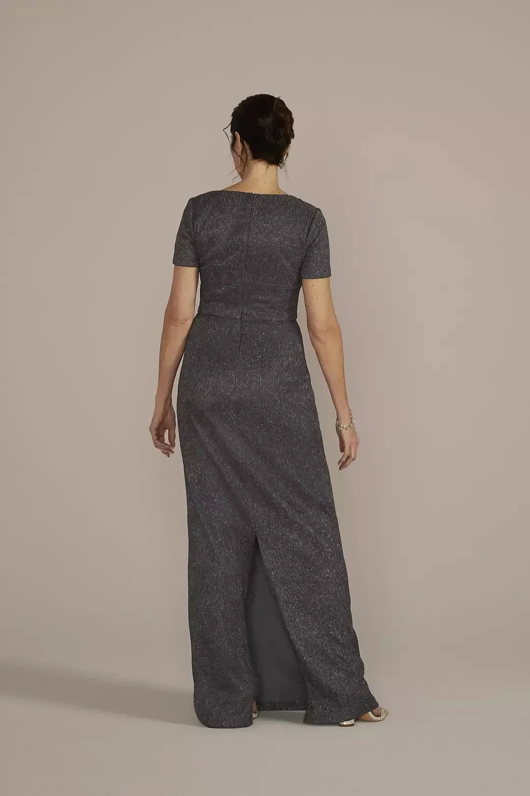Stylish A Line V Neck Short Sleeve Ruched Back Floor Length Mother of the Bride Dress by YiHuiw