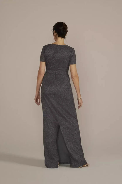 Stylish A Line V Neck Short Sleeve Ruched Back Floor Length Mother of the Bride Dress by YiHuiw