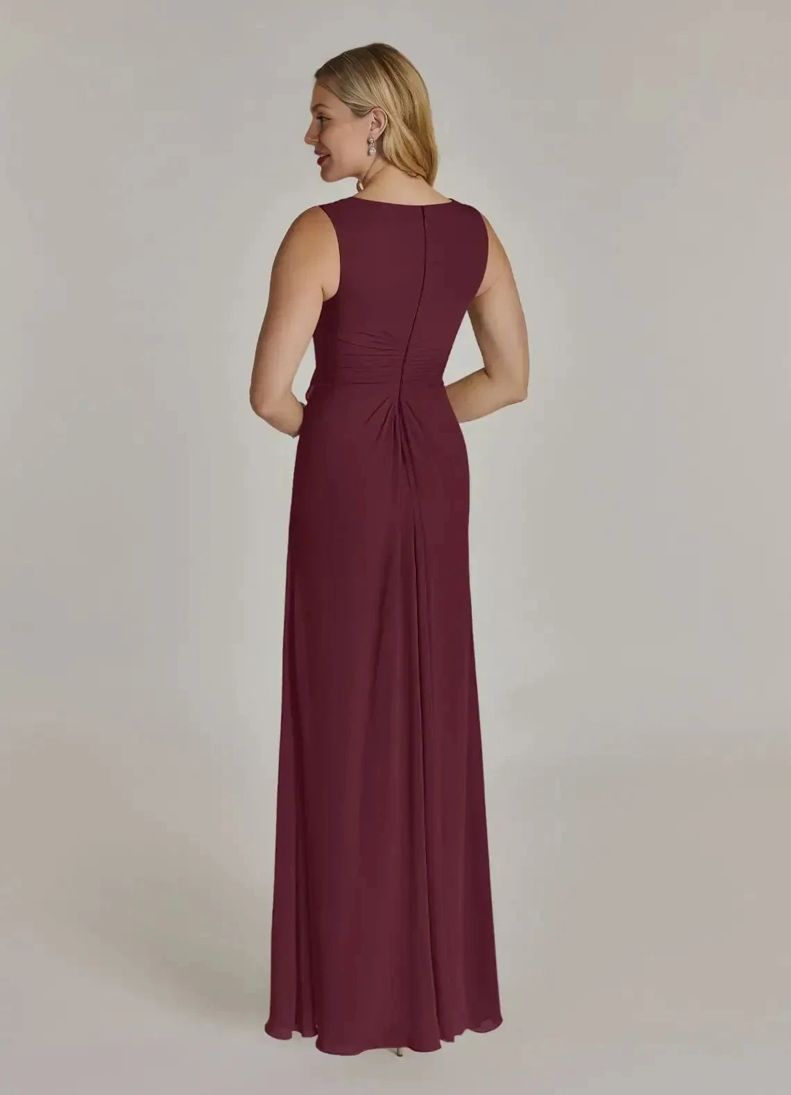 Stylish A Line V Neck Sleeveless Ruched Back Floor Length Mother of the Bride Dress with Chiffon Jacket by YiHuiw