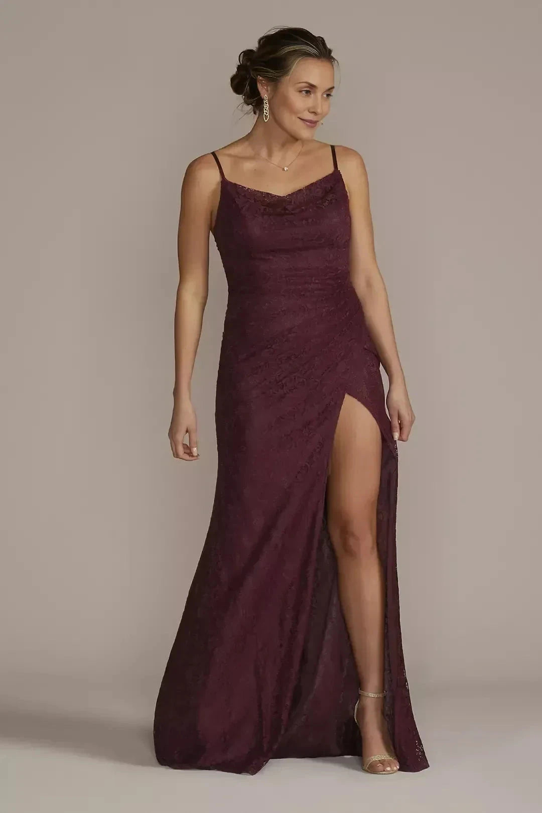 Stylish Mermaid Cowl Neck Sleeveless Lace Back Floor Length Mother of the Bride Dress by YiHuiw