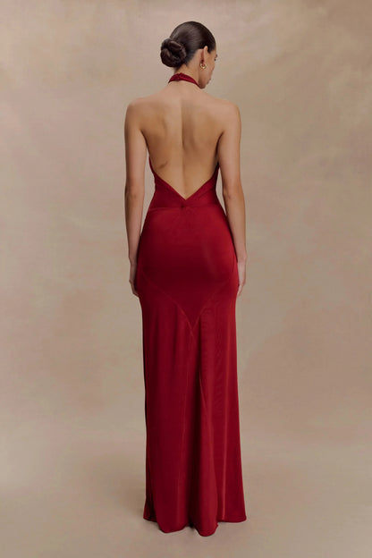 Stylish Mermaid Halter Neck Sleeveless Open Back Floor Length Prom Dress by YiHuiw