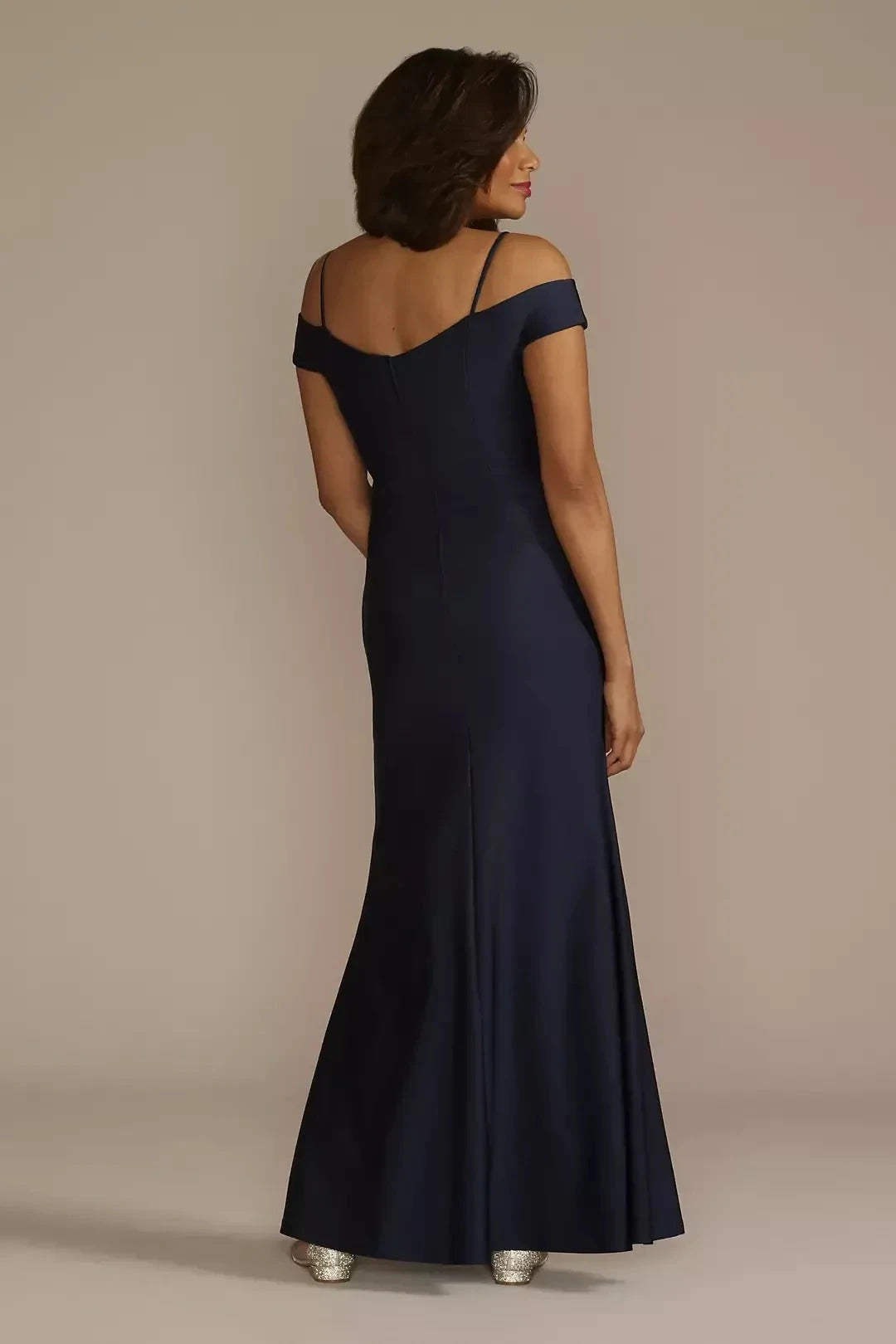 Stylish Mermaid Off Shoulder Cap Sleeve Ruched Back Floor Length Mother of the Bride Dress by YiHuiw