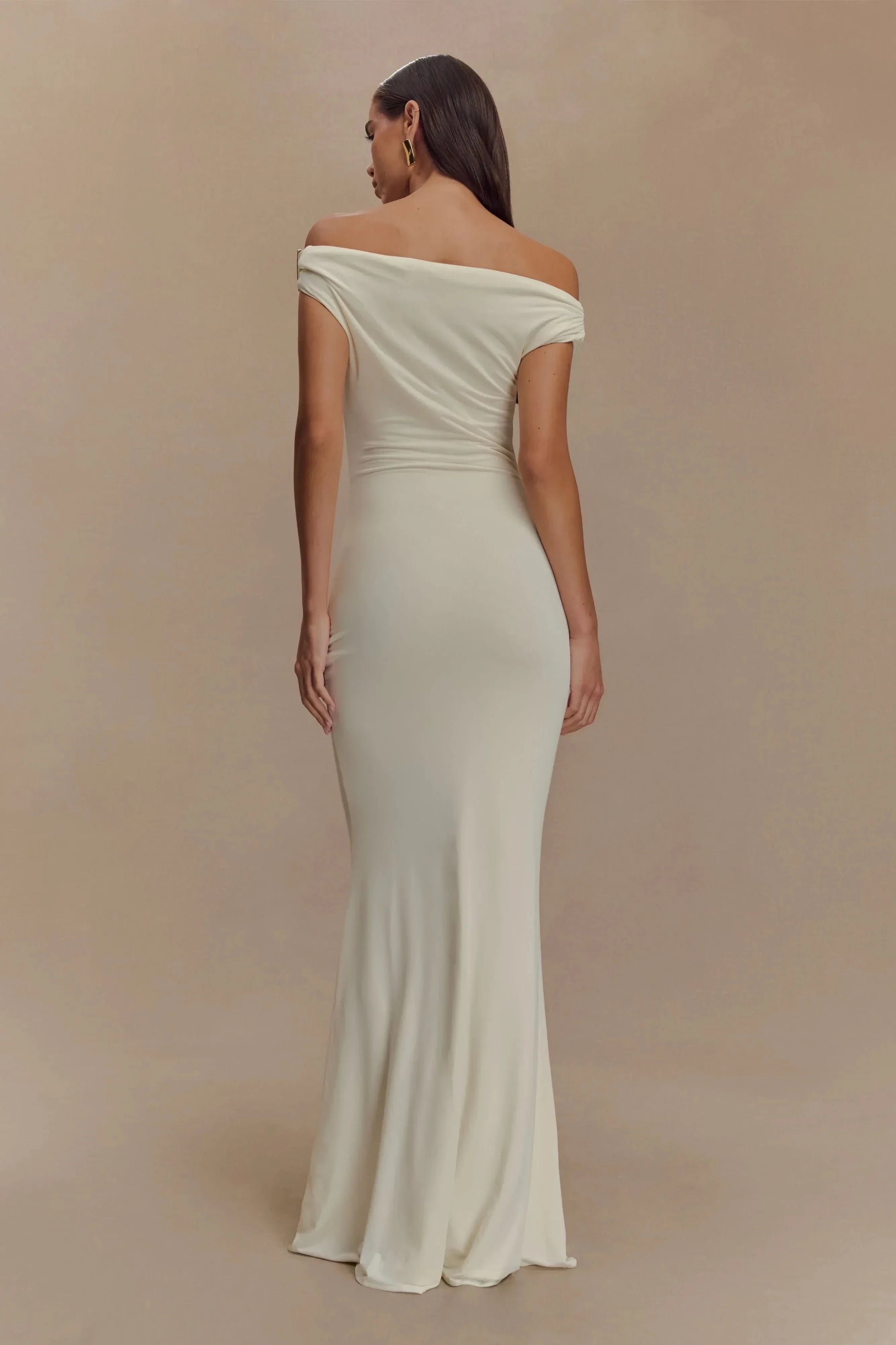 Stylish Mermaid Off Shoulder Cap Sleeve Ruched Back Floor Length Prom Dress by YiHuiw