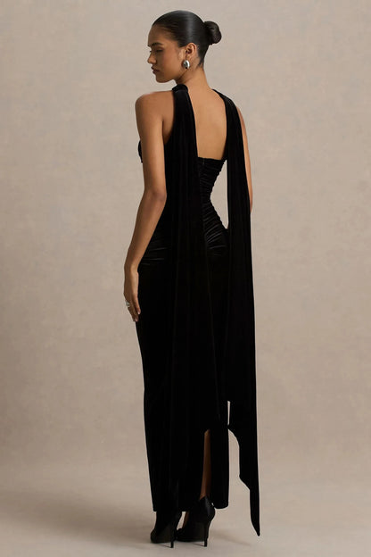 Stylish Mermaid Sweetheart Neck Sleeveless Draped Back Floor Length Prom Dress by YiHuiw