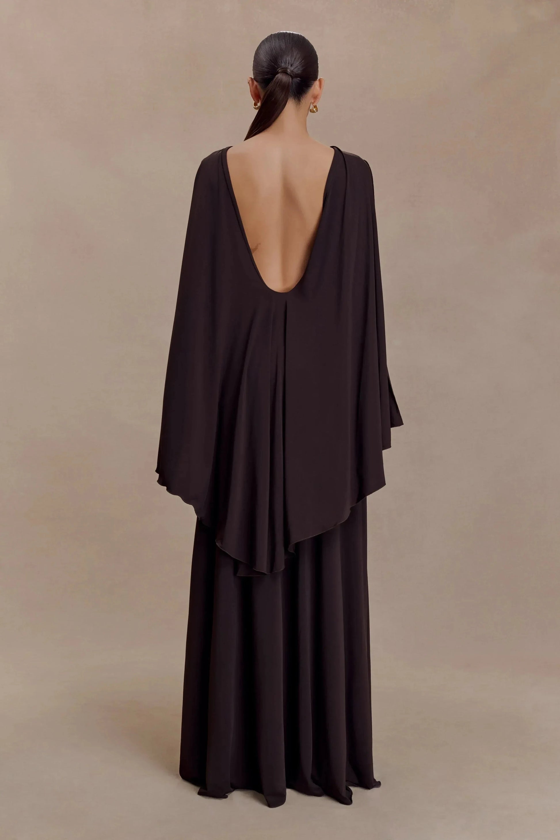 Stylish Sheath Boat Neck Cape Sleeve Open Back Floor Length Prom Dress by YiHuiw