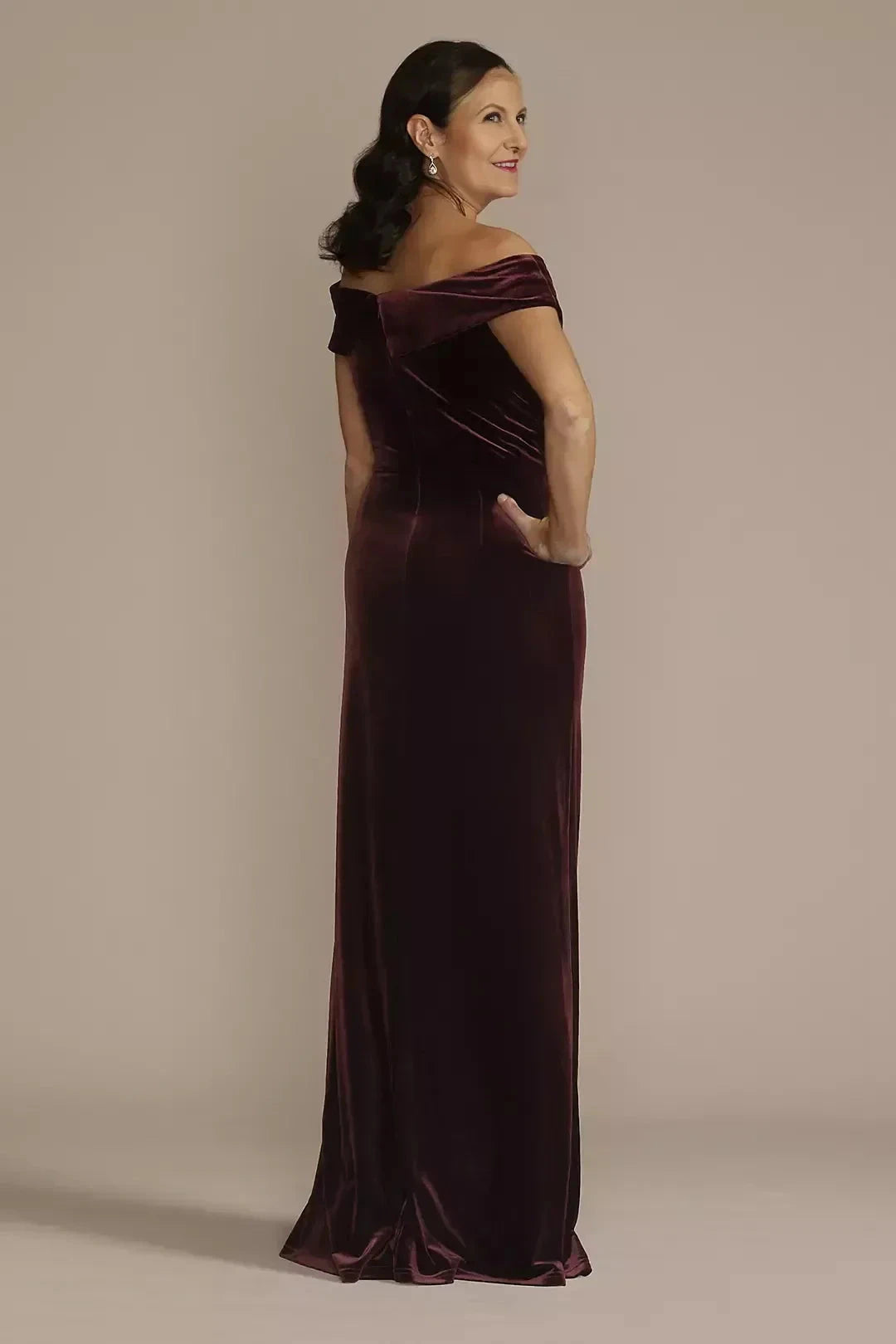 Stylish Sheath Off Shoulder Short Sleeve Ruffled Back Floor Length Mother of the Bride Dress by YiHuiw