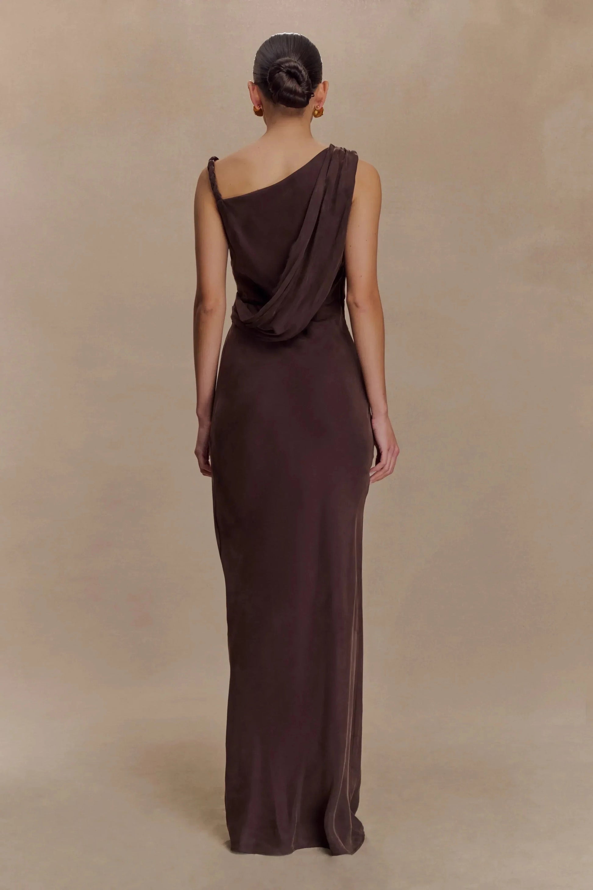 Stylish Sheath One Shoulder Sleeveless Draped Back Floor Length Prom Dress by YiHuiw