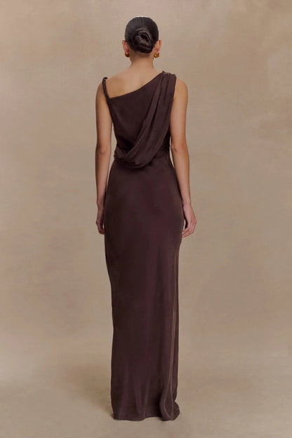 Stylish Sheath One Shoulder Sleeveless Draped Back Floor Length Prom Dress by YiHuiw