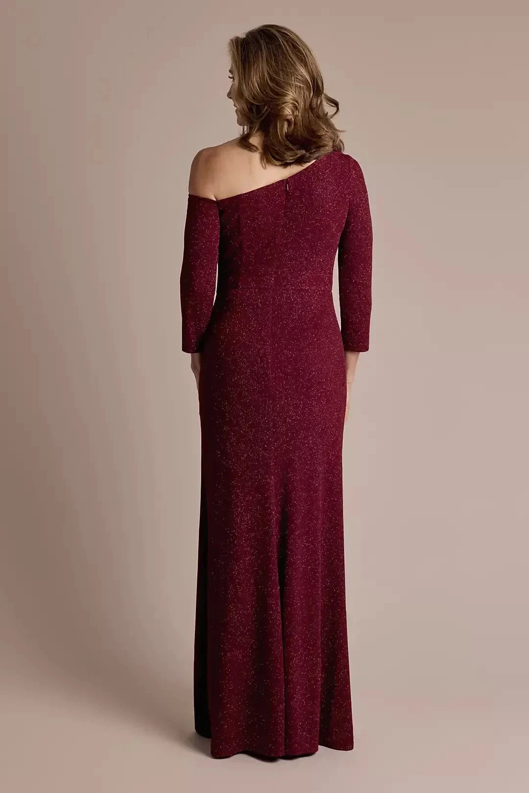 Stylish Sheath One Shoulder Three Quarter Sleeve Plain Back Floor Length Mother of the Bride Dress by YiHuiw
