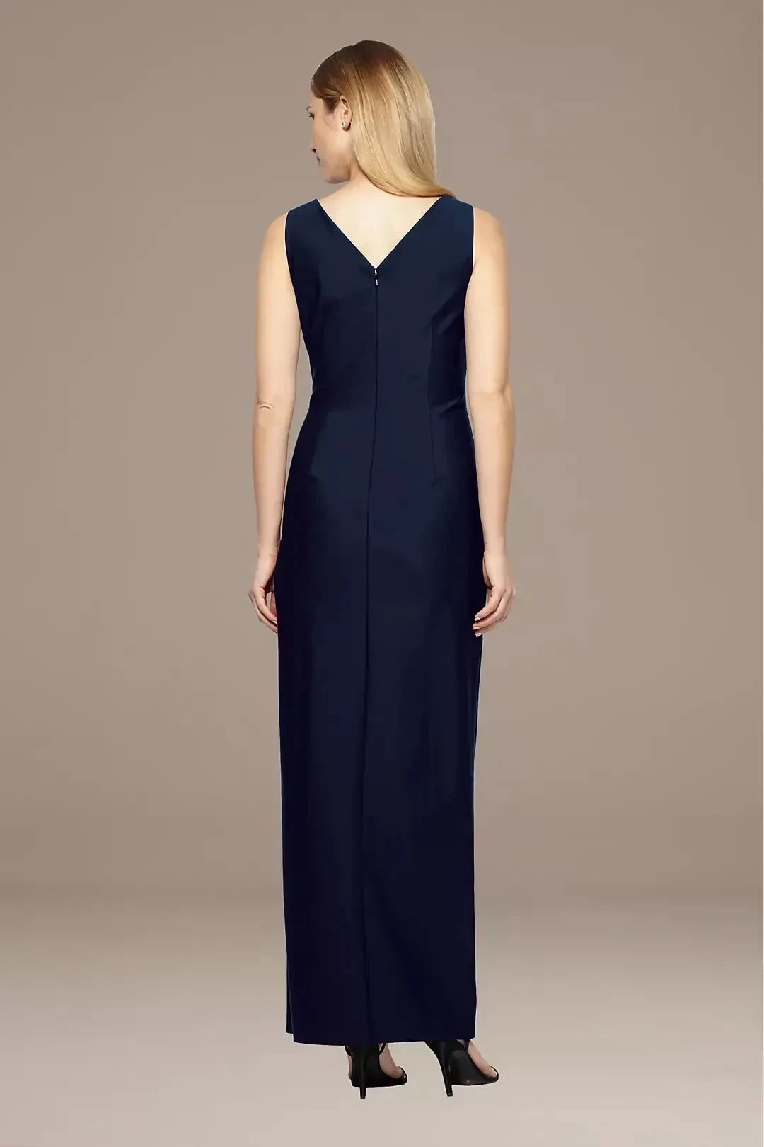 Stylish Sheath V Neck Sleeveless Zipper Back Floor Length Mother of the Bride Dress by YiHuiw