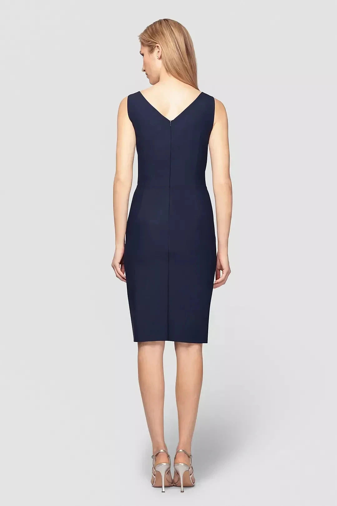 Stylish Sheath V Neck Sleeveless Zipper Back Midi Length Mother of the Bride Dress by YiHuiw