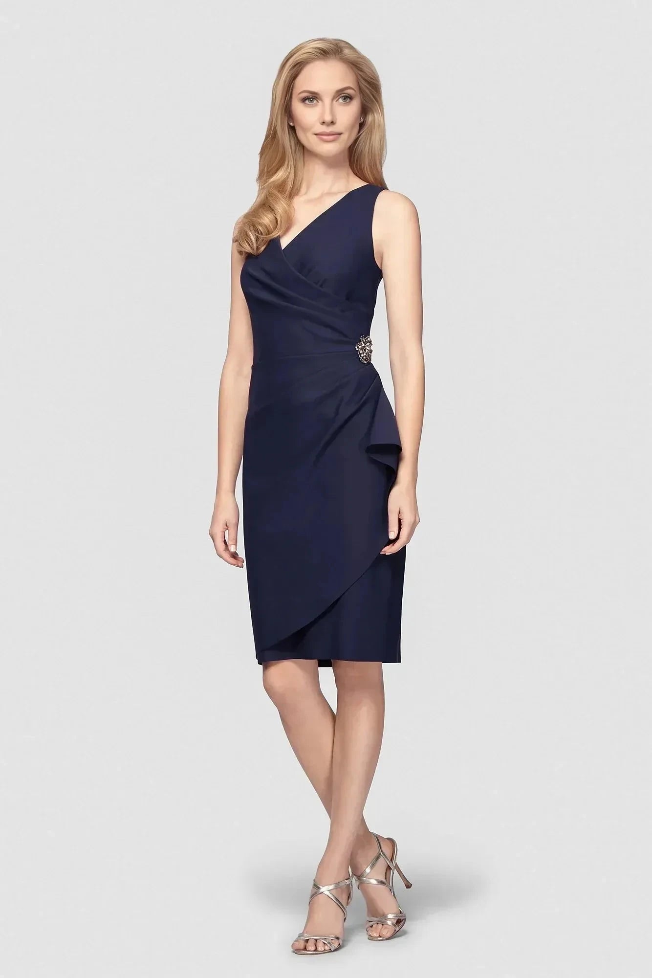 Stylish Sheath V Neck Sleeveless Zipper Back Midi Length Mother of the Bride Dress by YiHuiw