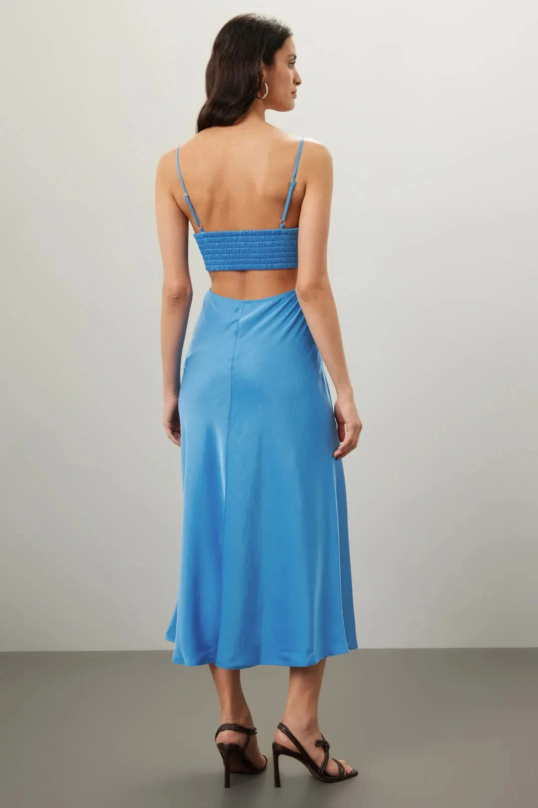 Sultry Solid Satin Maxi Spaghetti Strap Cutout Evening Dresses by LANQI DRESS