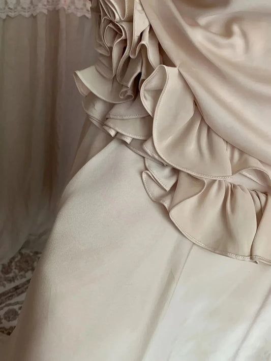 Sweet Cute Short Irregular Floral and Irregular Hem Chiffon Satin Homecoming Dress simple gentle atmospheric and unique desi Bring summer colors to enhance whiteness by YiHuiw