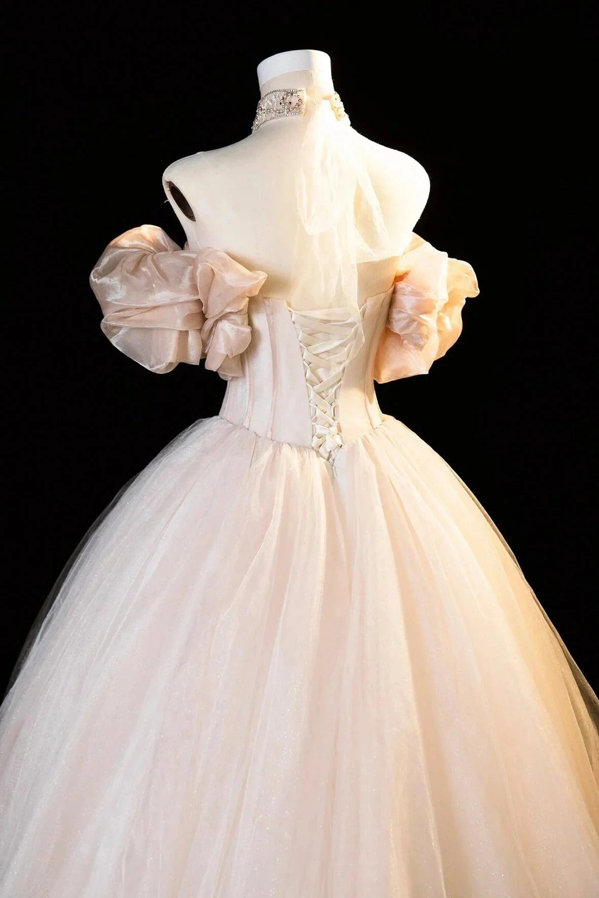 Sweet Tulle Corset Long Prom Dress Off the Shoulder Evening Party Dress simple gentle atmospheric and unique desi Brin by YiHuiw