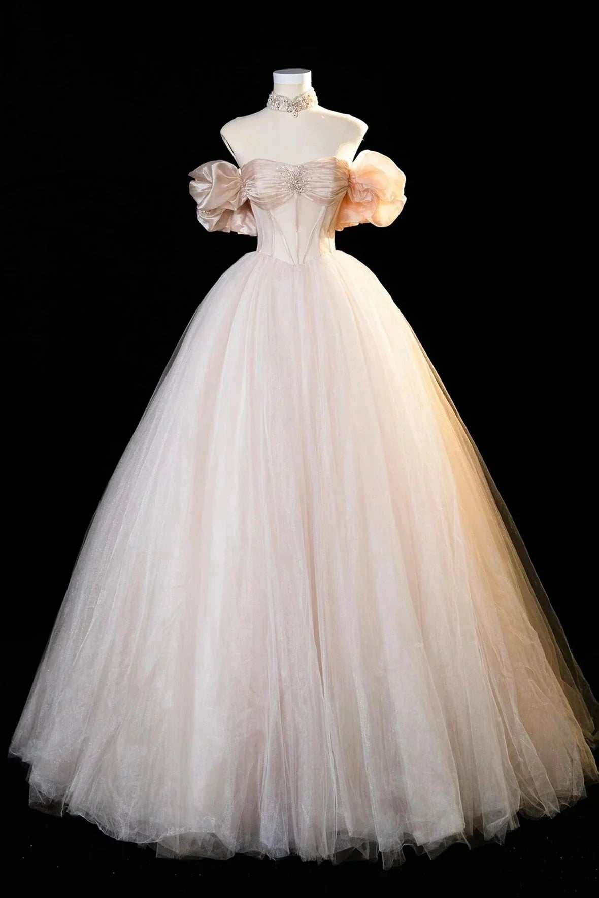 Sweet Tulle Corset Long Prom Dress Off the Shoulder Evening Party Dress simple gentle atmospheric and unique desi Brin by YiHuiw