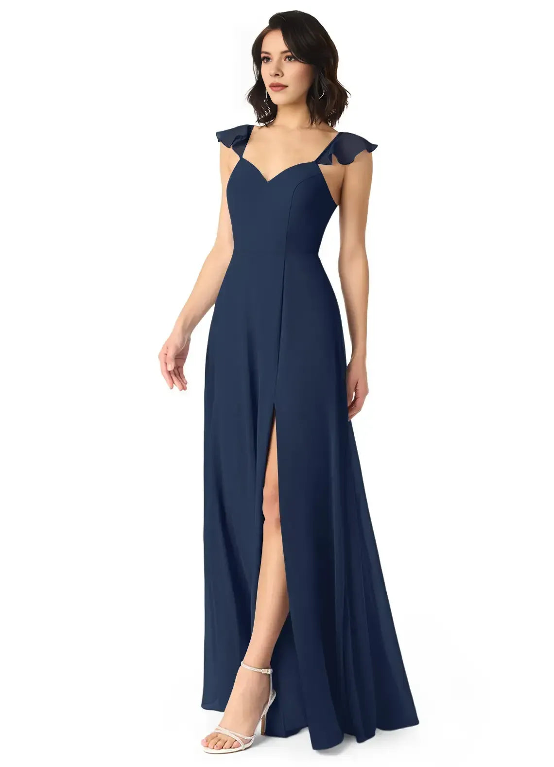 A-Line Sweetheart Chiffon Open Back High Slit Wedding Dress - Yihuiw by Yihuiw