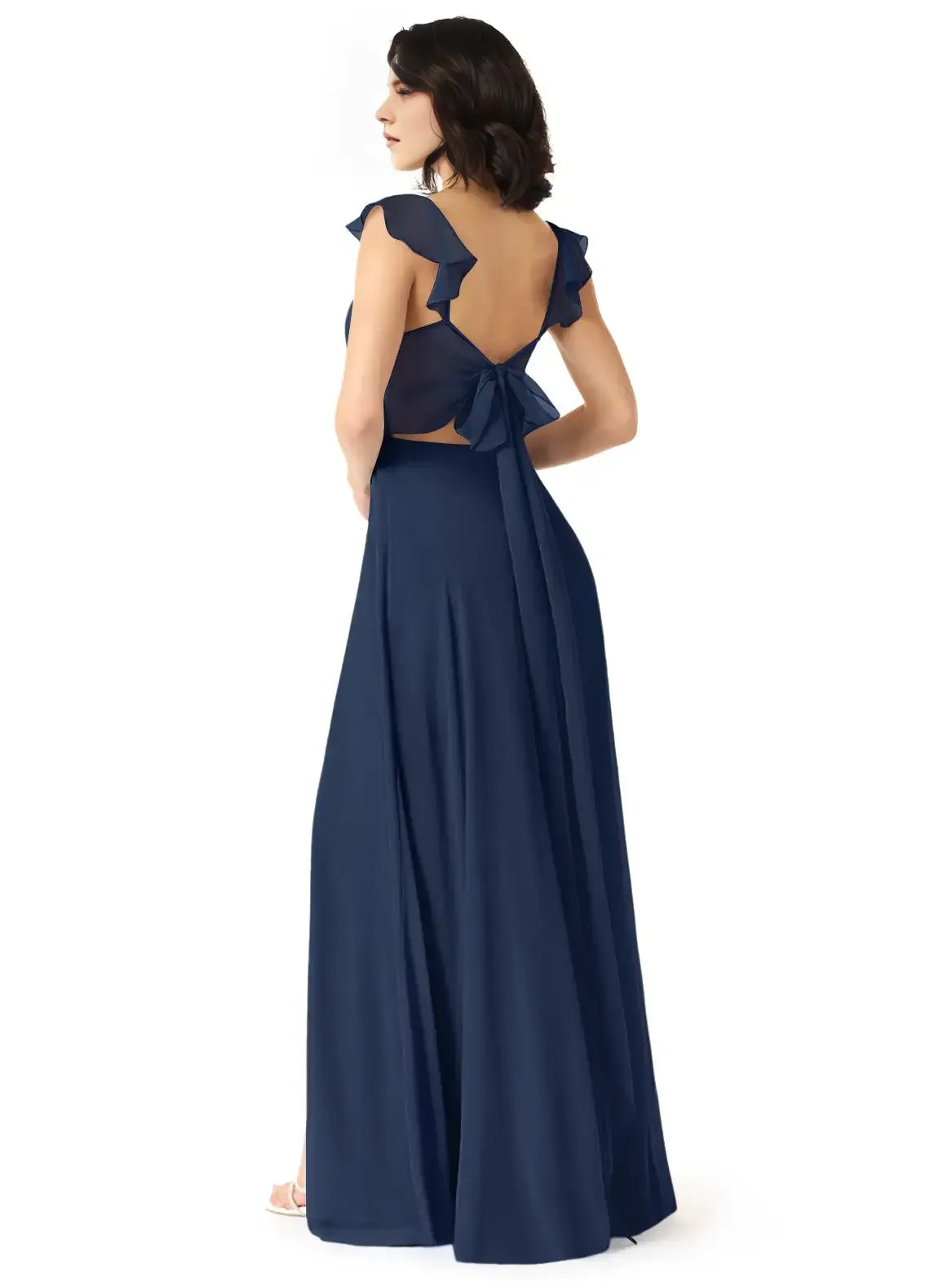 A-Line Sweetheart Chiffon Open Back High Slit Wedding Dress - Yihuiw by Yihuiw