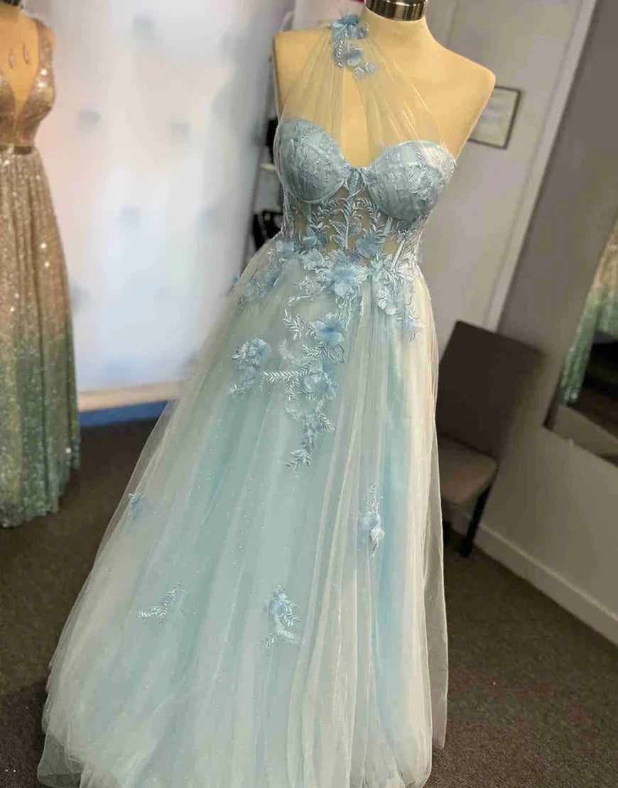 A-Line Prom Dresses Color Block Dress Formal Wedding Guest Sweep / Brush Train Sleeveless One Shoulder Tulle Backless with Pleats Appliques by YiHuiw
