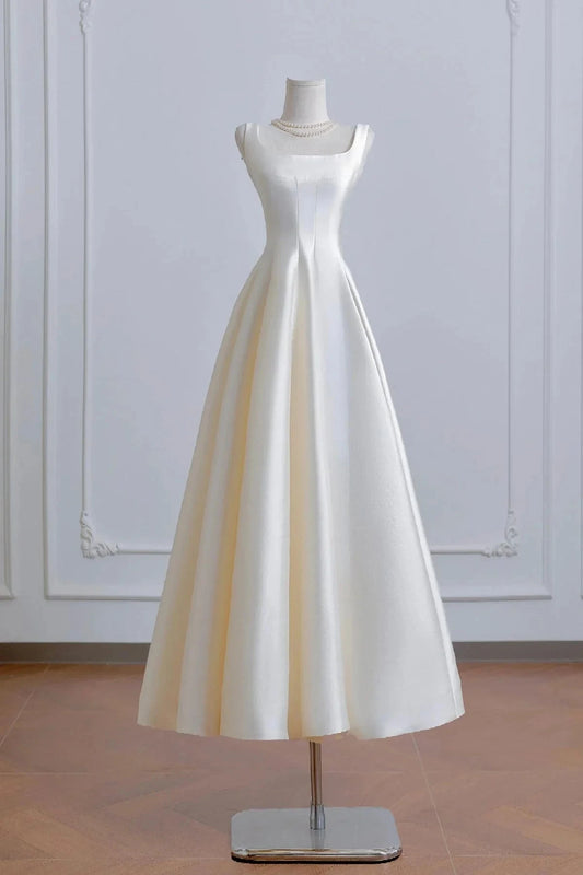 Tea Length Prom Dress Beautiful A-Line Party Dress simple gentle atmospheric and unique desi Brin by YiHuiw