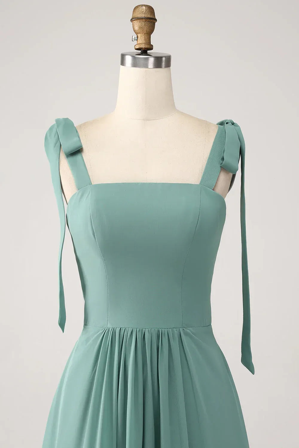 Square Neck Chiffon Ruffled Tea-Length Wedding Dress - Yihuiw by Yihuiw